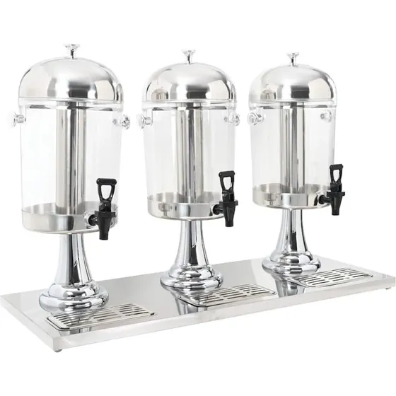 vidaXL Tripeljuicedispenser 3 x 8 l rustfrit stål