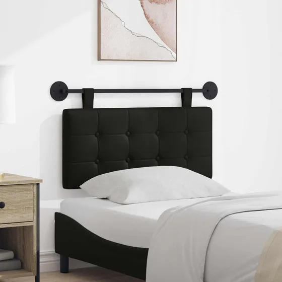 vidaXL Hængende Sengegavl Sort Kunstlæder 100 x 55 cm