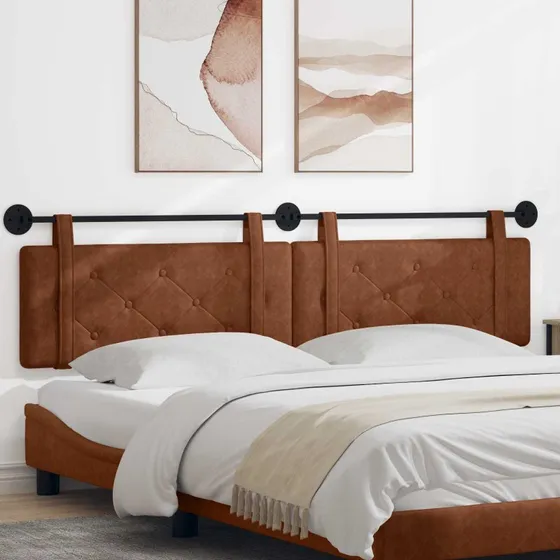 vidaXL Hængende sengegavl Brun Antik PU 200x5x40 cm