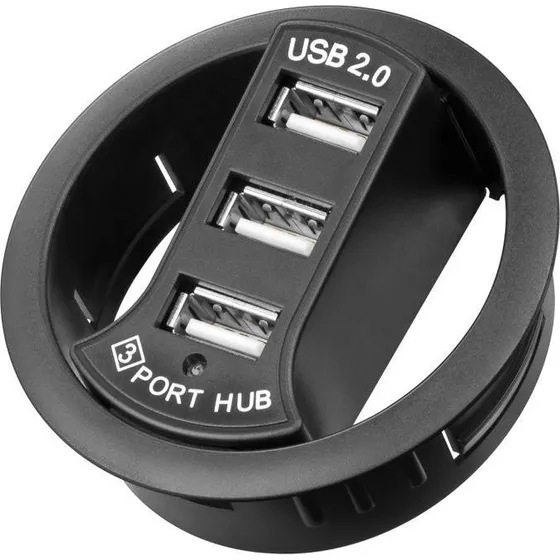 Goobay 93893 3-port USB 2.0 In-Desk HUB sort