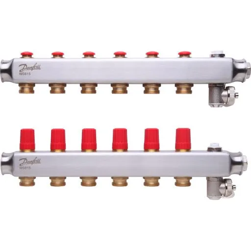 Danfoss SSM 1" 6+6 gulvvarmemanifold rustfri stål
