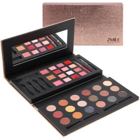 Zmile Cosmetics Glam To Go Vegan Make-up Set, 18 Ögonskugga, 12 Lip Gloss Cream