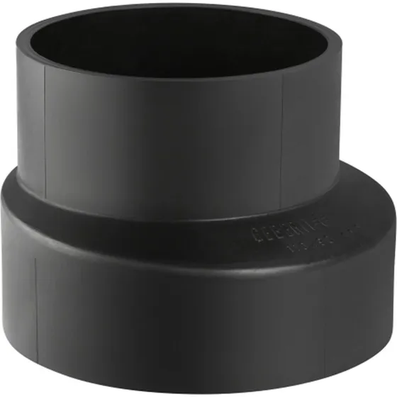 Geberit PE-HD excentrisk reduktion 125/110 mm, sort, UV-bestandig