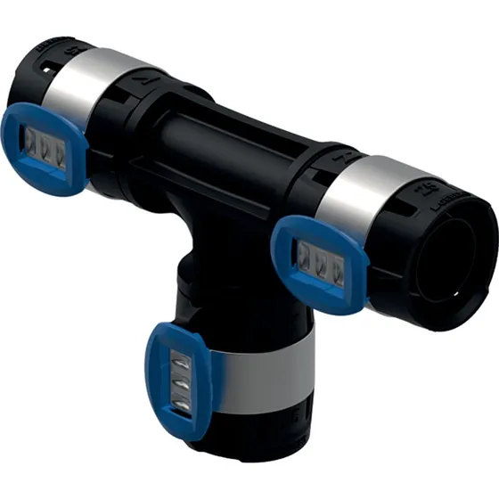 Geberit FlowFit T-stykke lige PPSU 16 mm sort
