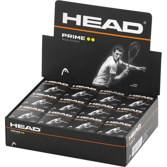 Head Prime squashboldekasse 12 stk (dobbelt gul prik)