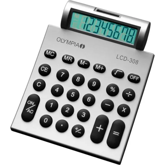Olympia LCD 308 8-cifret desktopregnemaskine, sølv