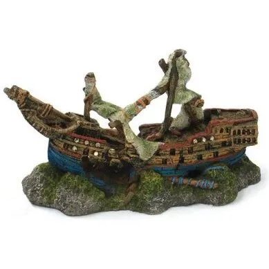 4FISH Skibsvrag akvariedekoration 22,4×9×12 cm