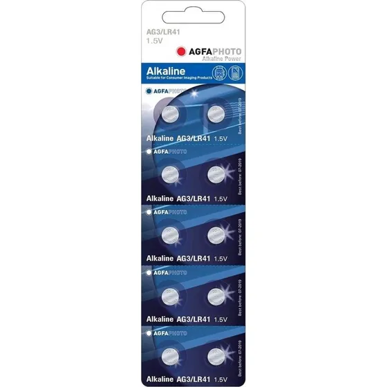AgfaPhoto LR41/AG3 10-pak Alkaline knapcellebatterier 1,5V