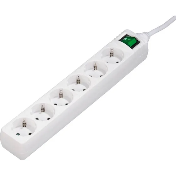 HAMA Strømskinne 6 Udtag med Afbryder Hvid 3 m