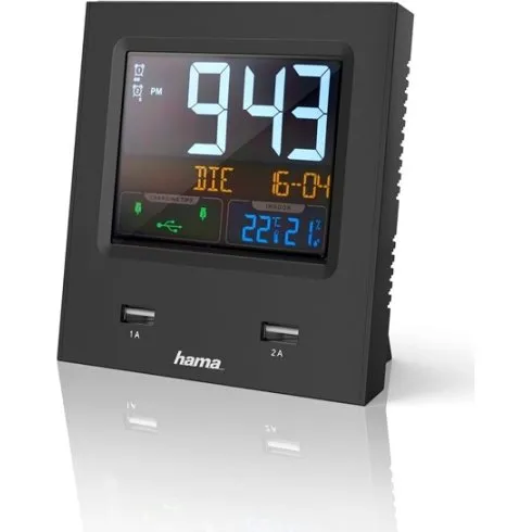 Hama Dual-USB Radioalarm med USB-ladning, Sort