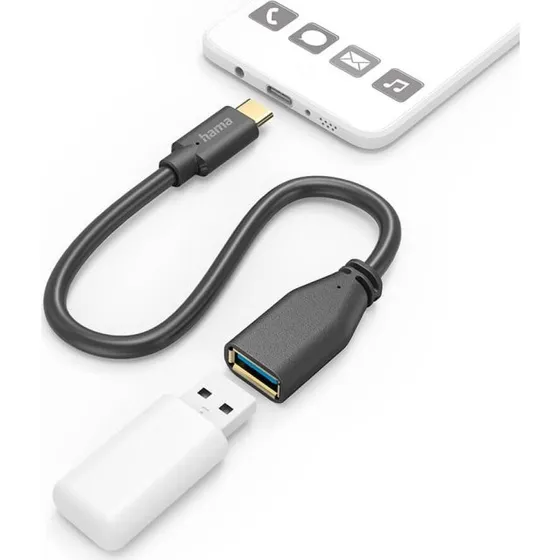Hama USB-C til USB-A OTG Adapter 0,15m, Sort