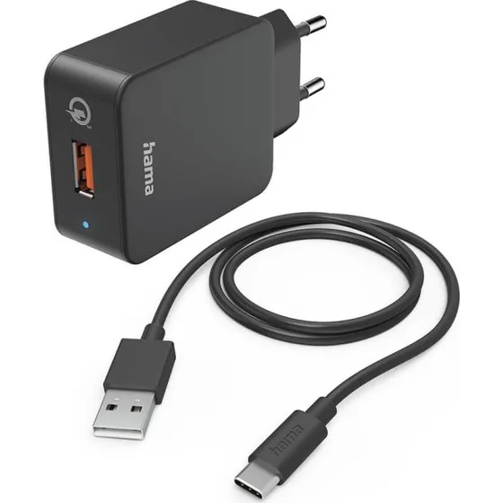Hama Oplader 220V USB-C 19,5W Sort med Quick Charge 3.0