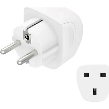 HAMA Rejseadapter Type G UK-EU, Hvid med Blå LED