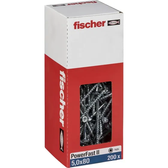 Fischer PowerFast II Spånskruer 5,0x80mm Galvaniseret 200pk