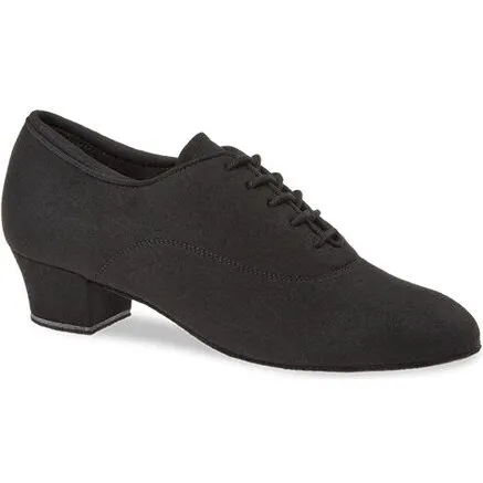 Diamant 140 træningsdansesko, sort microfiber, hæl 3,7 cm