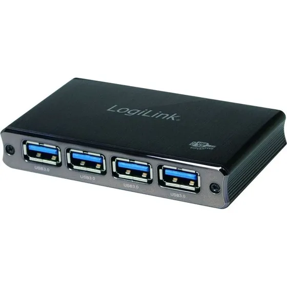LogiLink USB 3.0 Hub 4-Port, Aluminum, Sort