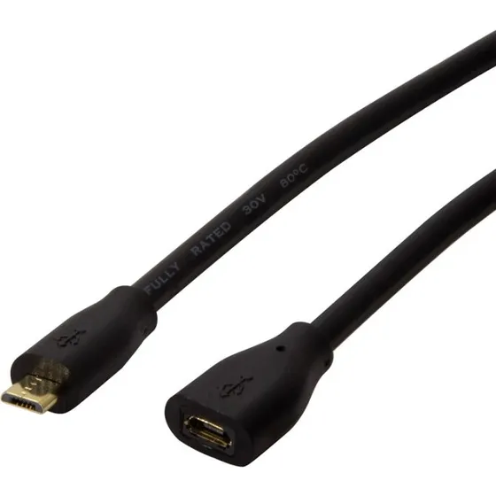 LogiLink Förlängningskabel MicroUSB 3m, Svart
