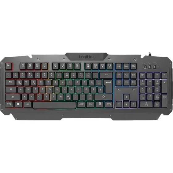 LogiLink Gaming Set Tastatur, Mus og Musepude - RGB, USB, Tysk