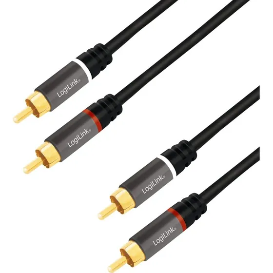RCA Lydkabel 2x RCA-hane, 1,5 m, guldbelagt, metalhuis