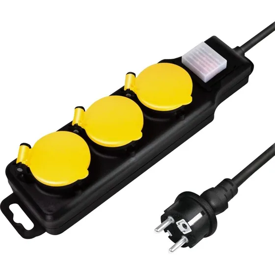 LogiLink Strømudtag 3-vejs IP44, 1,5 m kabel, 16A