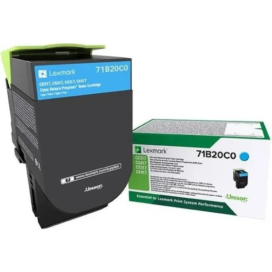Lexmark 71B20C0 Cyan Tonerpatron – Original, 2.300 sider