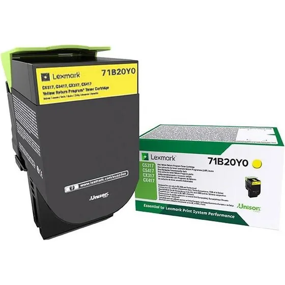Lexmark 71B20Y0 Gul Toner, Original, 2.300 Sider