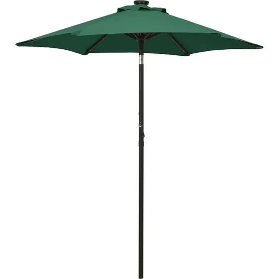 vidaXL Parasol med LED-lys 200x211 cm aluminium grøn