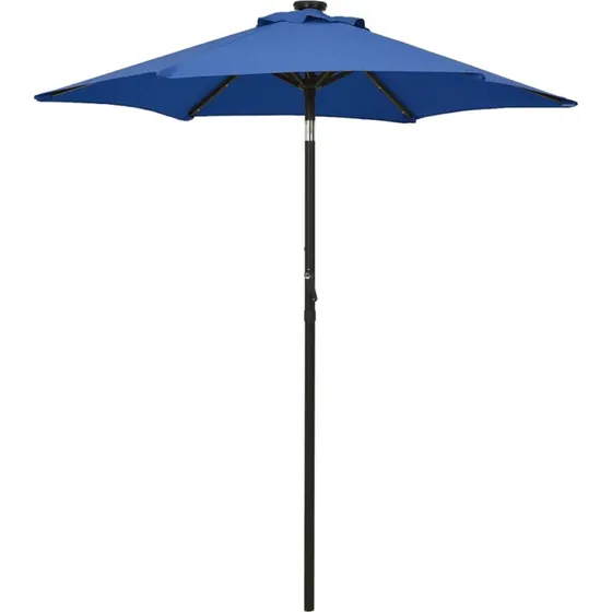 vidaXL Parasol med LED-lys 200x211 cm aluminium azurblå
