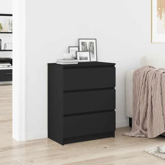 vidaXL Skænk 60x35x76 cm konstrueret træ sort