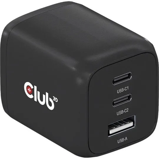 Club 3D CAC-1913EU 65W GaN USB oplader, 2x USB-C + USB-A