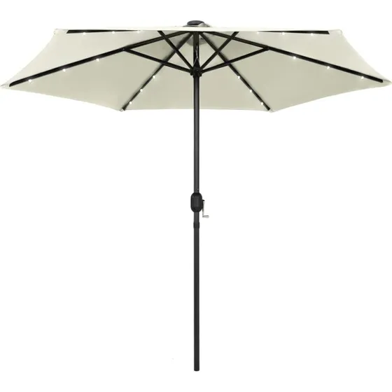 vidaXL Parasol med LED-lys og aluminiumsstang 270 cm sandhvid