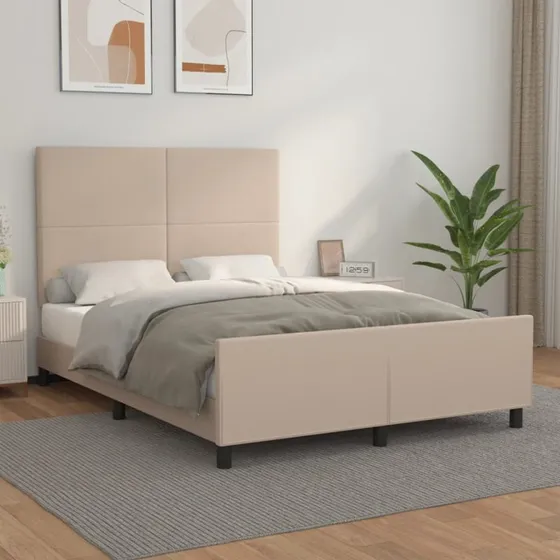 vidaXL Sengeramme 140x200 cm cappuccino kunstlæder med justerbar højde