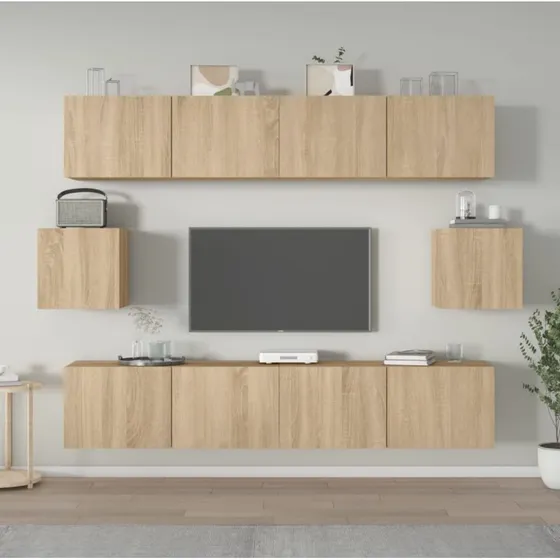 vidaXL Tv-skabssæt 6 dele, konstrueret træ, Sonoma-eg, 80 cm
