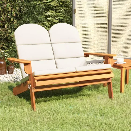 vidaXL Adirondack-havebænk 126 cm massivt akacietræ med hynder