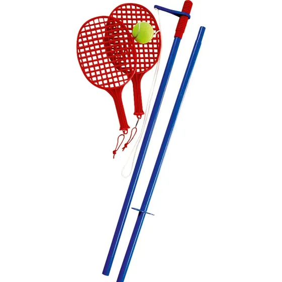 Vivi Sport Stangtennis - Rød/Blå, Stålstang med Bold og 2 Ketsjere