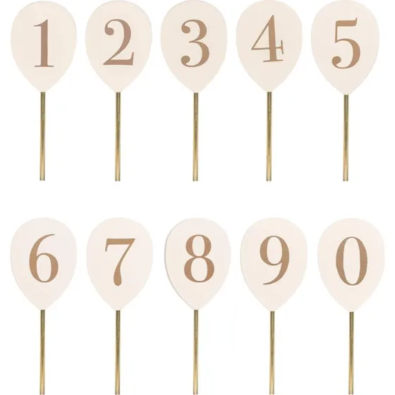 Jabadabado Talballoner 0-9, Beige med Guldnumre, 11,5 cm, FSC-certificeret Træ