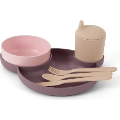 Dantoy Tiny Lille Middags-sæt i Aubergine med Folie (6081)
