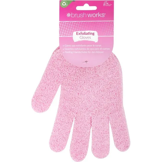 Brushworks Exfoliating Gloves, Pink