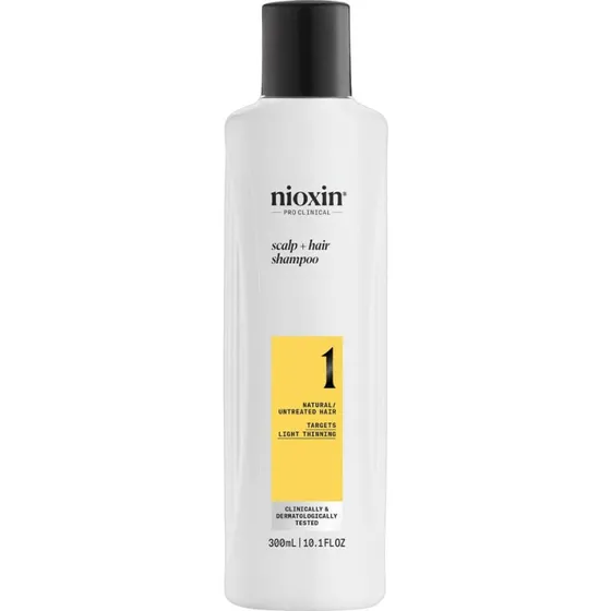 Nioxin System 1 Shampoo 300 ml – Fjerner ophobninger, gør hår tykkere og tættere