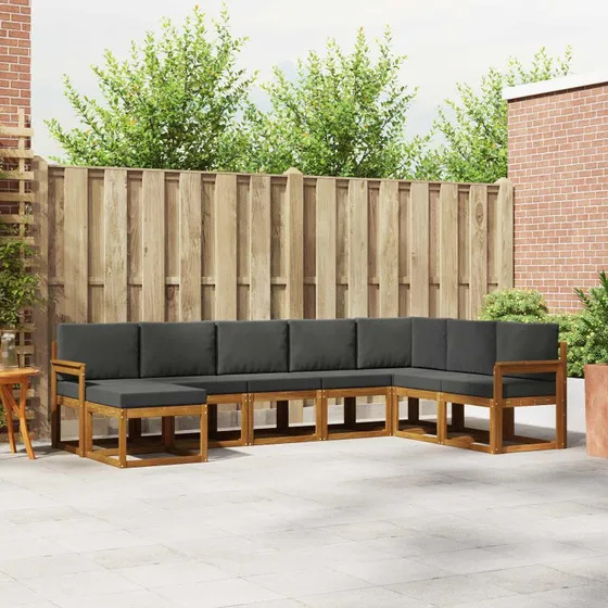 vidaXL Udendørs Sofagruppe 8 pcs Naturlig & Antracit
