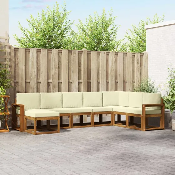 vidaXL Udendørs Sofagruppe 8 pc Naturlig & Fløde