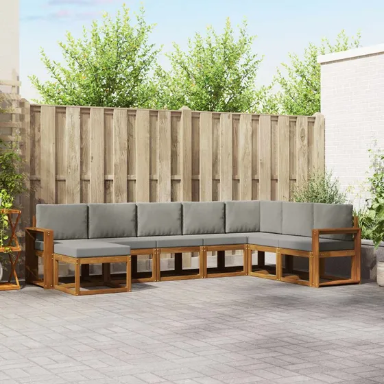 vidaXL Udendørs Sofagruppe 8 pc Naturlig/Lys Grå