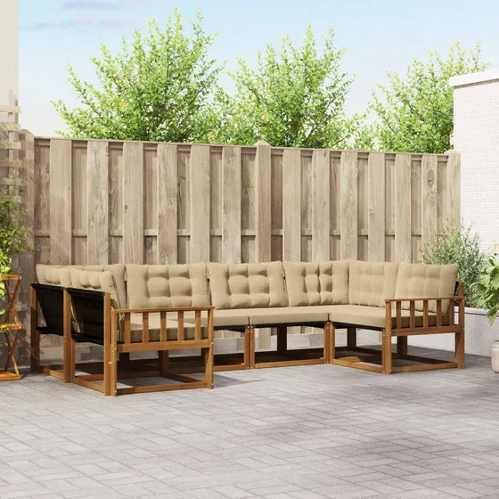 vidaXL Udendørs Sofagruppe 6 pc Naturlig/Beige