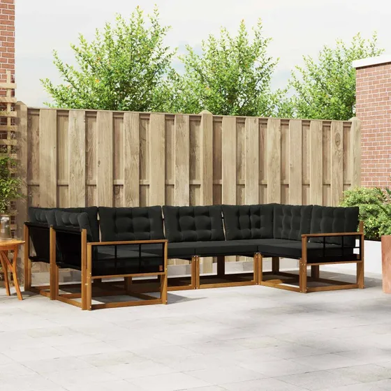 vidaXL Udendørs Sofagruppe 6 pc Naturlig og Sort