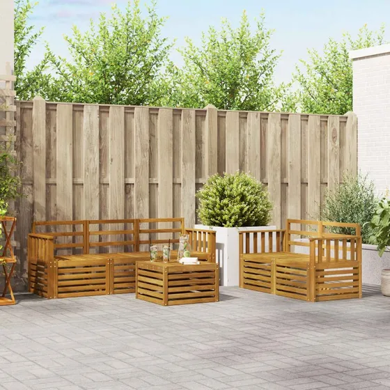 vidaXL Sofasæt 6-pcs Naturfarvet Massivt Akacietræ