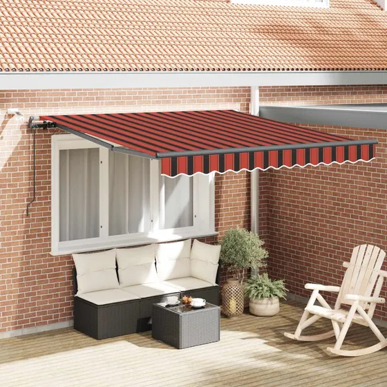 vidaXL Markise 300 x 250 cm orange og brun med LED og vindsensor