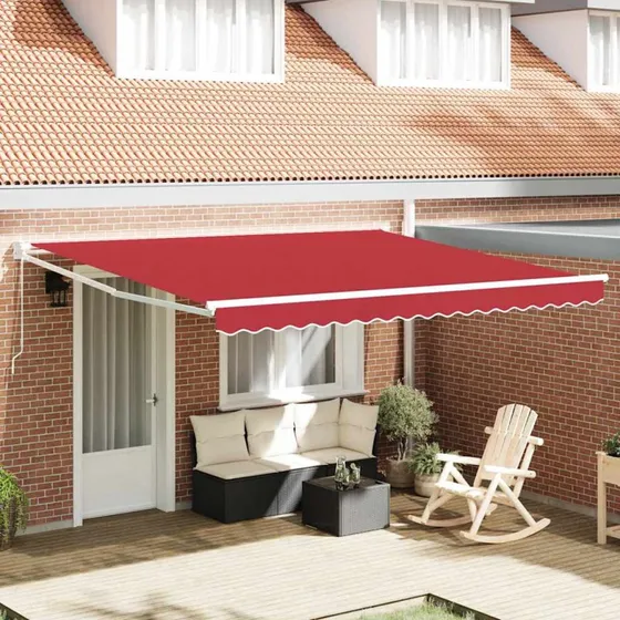 vidaXL Udtrækkelig Markise Rød 400 × 300 cm