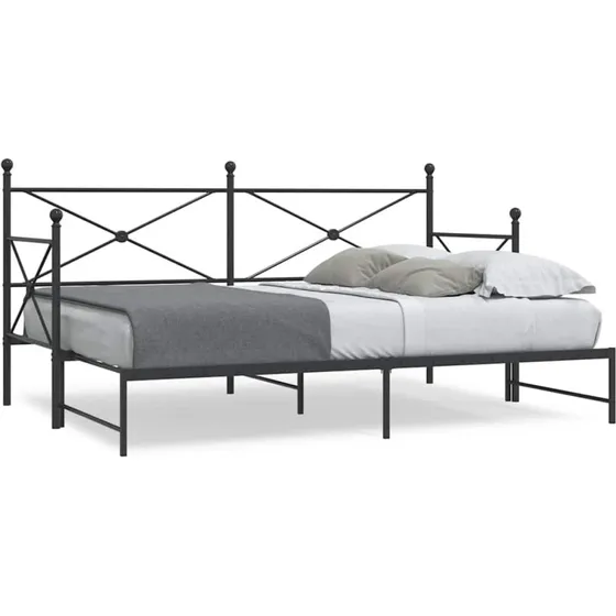 vidaXL Daybed med udtræk 75x190 cm, stål, sort