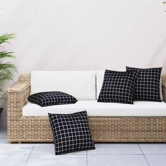 vidaXL Scatterpuder 4 stk, Sort Tjek, 60 x 60 cm, Polyester