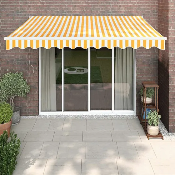 vidaXL Foldemarkise 3x2,5 m automatisk, gul/hvid